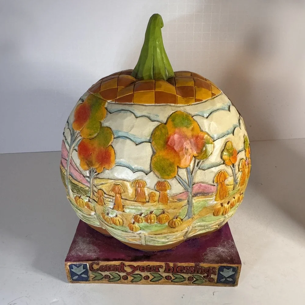 Jim Shore Heartwood Creek Count Your Blessings Pumpkin Autumn Thanksgiving NIB